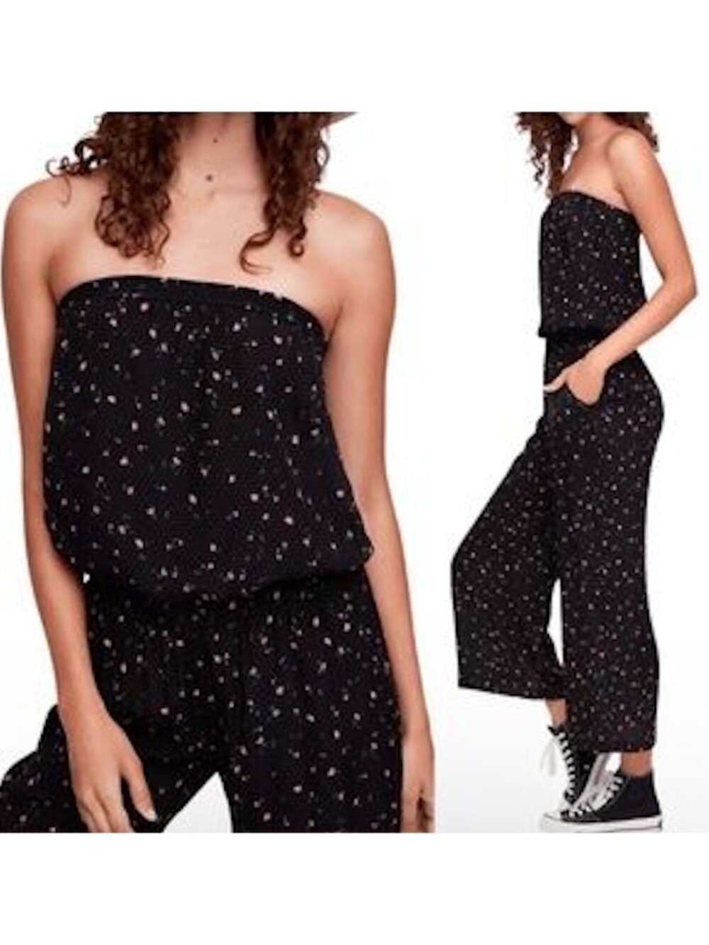 Sunday Best Strapless Jumpsuit Floral Polka Dot Flowy Summer Tube Top Aritzia